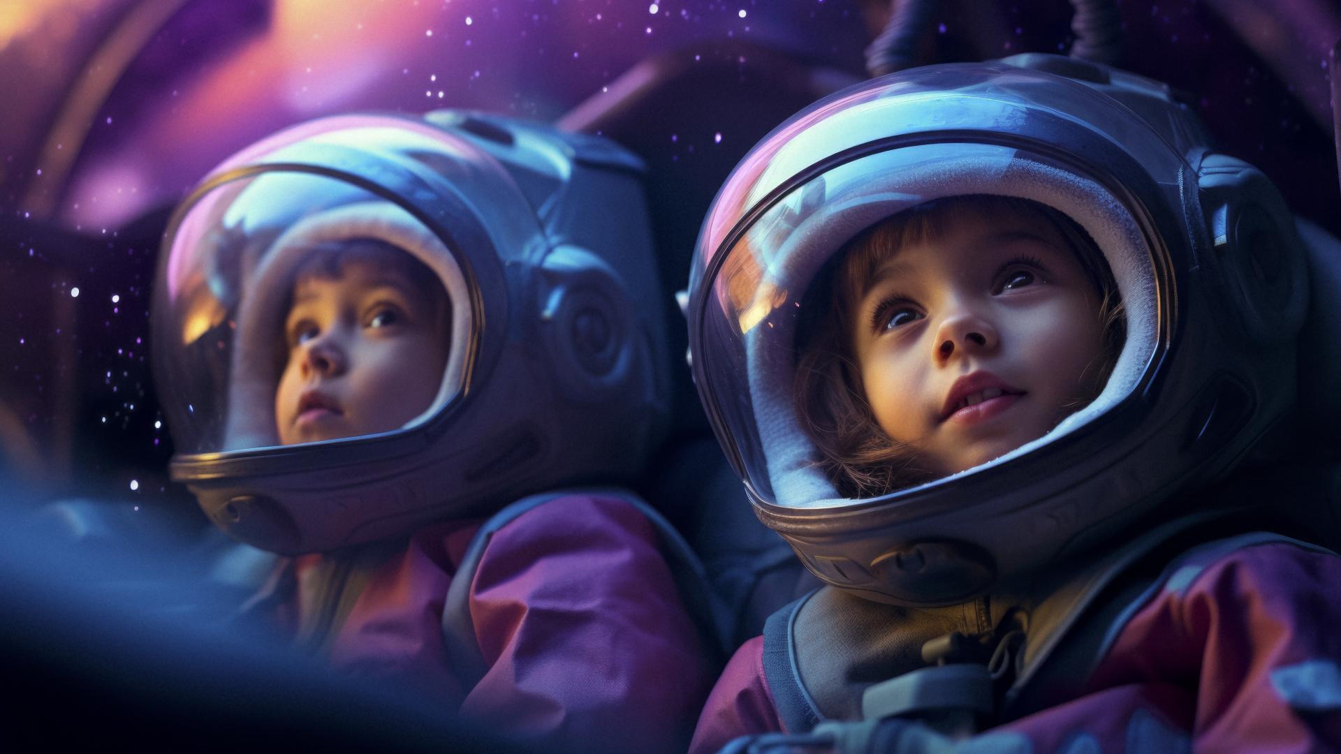 Chico y chica en el espacio